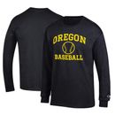 Men's Champion Black Oregon Ducks Primary Team Logo Icon Baseball Long Sleeve T-Shirt