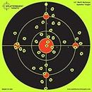 Splatterburst Targets - 12 inch Multi-Bullseye Reactive Shooting Target - Shots Burst Bright Fluorescent Yellow Upon Impact - Gun - Rifle - Pistol - Airsoft - BB Gun - Pellet Gun - Air Rifle (25 Pack)
