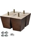 3" Wooden Furniture Legs Sofa Legs Pack of 4 Square Couch Legs Brown Mid-Cent