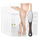 Foot Peel Mask - 5 Pairs - with Foot Scrubber & Socks, Foot Care Kit for Smooth and Soft Feet