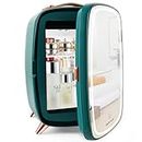 KFO Refrigerador portátil de belleza espejo, con iluminación led, mini refrigerador portátil de maquillaje de 6 litros,modo de iluminación espejo LED de 4 litros/6 latas 3,para trastero de maquillaje