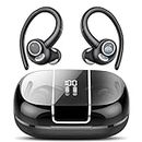 Csasan Wireless Earbuds, Bluetooth 5.3 Headphones with ENC Noise Canceling Mic, 3D Stereo Wireless Earphones, 48H LED Display Ear buds with Earhooks, IPX7 Waterproof for Sport/Running/Gym/Black