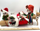4 Annalee Mouse Christmas Dolls  1 Fawn Made in the USA