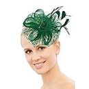 Karestcorp Fascinator for Women Tea Party Brides Wedding Church Kentucky Derby Hats Fascinators Headdress Hair Accessories (Green)