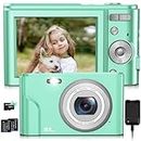 Digital Camera, Bofypoo Autofocus Kids Vlogging Camera FHD 1080P 48MP with 32GB Card, 16X Zoom Point and Shoot Digital Camera with Battery Charger, Compact Camera for Teens,Beginners (Light Green)