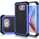 Jeylly Galaxy S6 Case, Samsung S6 Cover, Shock Absorbing Hard Plastic Outer + Rubber Silicone Inner Scratch Defender Bumper Rugged Hard Case Cover for Samsung Galaxy S6 G920, Blue