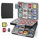 MoKo 60 Slots Game Card Case for Nintendo Switch/Switch OLED/3DS/2DS, Portable 3DS Game Case, 24 Slots for 3DSXL/DS/DSi Cards & 36 Slots for SD Cards w/ Magnetic Closure, Black