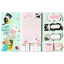 Xqumoi I Just Really Like Cat Sticky Notes Set, 550 Sheets, Cute Cat and Paw Shaped Self-Stick Notes Pads Animal Divider Tabs Bundle Writing Memo Pads Page Marker School Office Supplies Small Gift
