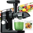 Aeitto Juicer Machine, Masticating Juicer, Slow Juice Extractor, Cold Press Juicer with 2-Speed Modes, with Reverse Function & Quiet Motor for Vegetables And Fruits, Easy to Clean with Brush (BLACK)