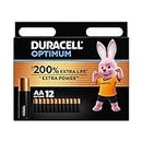 Duracell Optimum AA Batteries (12 Pack) - Alkaline Batteries 1.5V - Up To 200% Extra Life or Extra Power - Meets Demands Of Modern Devices - 100% Recyclable, 0% Plastic Packaging - LR6 MX1500