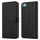 For iPod Touch Case 7th/6th/5th Generatin Case Leather Flip Magnetic Closure Folio Book Kickstand Card Holder Wallet Cover Full Protection for iPod Touch 5/6/7 Gen (Black)