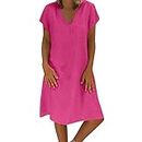 LKRSEEF Sommerkleid Damen Leicht Strandkleid Italienische Mode Longshirt Beach Maxikleid Boho Kleidung Kleid 50 Jahren Hemdkleid Pareos & Strandkleider Für Damen Kleider Elegant Pink XL