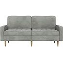 Yaheetech Modern Velvet Sofa 2 Seater Couch Biscuit Tufted Loveseat Settee with Plump Detachable Backrest Metal Legs High-Density Futon for Bedroom Living Room Home Office Gray