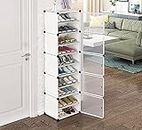 Oumffy Portable Shoe Rack Organizer 30 Pair Tower Shelf Storage Cabinet Stand Expandable for Heels, Boots, Slippers, 10 Tier White, Plastic