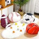 SmoothNovelty 4 Pcs Stuffed Animal Storage Bean Bags Chair Covers for 18 Inch Beanbag with Zipper Basketball Football Soccer Baseball Storage Beanbag Cover Plush Organizer for Kids, Without Beanbag