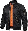 TACVASEN Men's Jackets Long Sleeves Classic Sports Windbreaker Softshell Coats Black, M