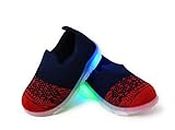 Coolz Kids Knitted Shoes with Light Led-02 for Baby Boys and Girls 9-24 Months (Navy-Red, 9_Months)