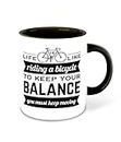 VIGAT Whats Your Kick Cycling Inspiration Printed Black Inner Colour Ceramic Coffee Mug with Coaster- Quotes, Riding, Best Gift | for Cycling, Sports (Multi 24)