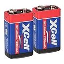 2X XCell Lithium 9V Bloc Batteries Haute Performance pour Les détecteurs de fumée/alarmes Incendie - 10 Ans d'autonomie