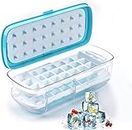 COSKIRA Ice Cube Maker Ice Mould Box Double Layer Creative Ice Storage Box Quick Demould Ice Cube Moulds Lazy Ice Maker One Second Release Ice Cubes for Cocktail Whiskey Bar Kitchen Tools (Blue)