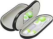 AUGEN Contact Case with Built-in Mirror, Tweezer and Contact Solution Bottle - 2-in-1 Eyeglass and Lens Case Double Use Portable for Home Travel Kit (Pack of 1)
