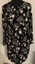 Old Navy Size Large L Soft & Stretchy BLACK Tunic Dress White Floral Print