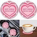 Gctriki Car Coaster 2 Pcs Cup Holder Coaster with Bling Crystal Rhinestones, Cute Automotive Car Holders Insert Coasters Car Interior Accessories, Hot Girls Car Accessories Car Coasters for Women