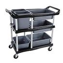 3 Tier Heavy Duty Utility Cart with Wheels,Home Kitchen Storage Utility Cart,Multi-Function Mobile Shelving Unit Organizer for Hotel,Restaurant,Kitchen,Laundry Room