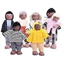 Dolls House People of 7 muñecas pequeñas de madera negra para casa de muñecas accesorios