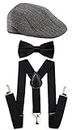 RR DESIGN Suspender and Neck Bow Tie Set with Irish/Golf Flat cap for Men -Assorted patterns