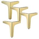 Metal Furniture Legs,Triangle Sofa Legs Cupboard Support Legs Replacement Feet Table Legs for Replacement Cabinet Couch Chair Nightstand 4Pcs (13cm(5.1in),Gold)