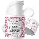 LilyAna Naturals Face and Neck Moisturizer for Women and Men - Moisturizer Face and Neck Cream for Dry Skin and Dark Spot Brightening - Rose and Pomegranate Extracts - 1.7oz