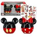 Mickey and Minnie Salt and Pepper Shakers Set - Disney Kitchen Accessories Bundle with Mickey and Minnie Salt and Pepper Shakers Collector Set Plus Stickers | Mickey and Minnie Collectibles