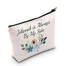 POFULL JW Baptism Gift Jehovah is Always by My Side Cosmetic Bag JW Pioneer Gifts (Jehovah by My Side CA)
