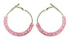 La Belleza Golden Polish Jari Hoop/Bali Earring for Girls and Women (In Different Color) (Pink)