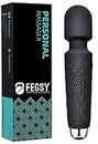 FEGSY Personal Body Massager for Women, Men, Rechargeable Wireless Vibration Machine for Female with 20 Vibration Modes, 8 Speeds, Flexible Head for Targeted Compression (Black)