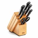 Fissler texas wooden knife block, 7 pcs, set de couteaux, bloc en bois, acier...