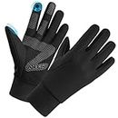 Winter Gloves Waterproof Mens Women - Winter Windproof Cold Weather Snow Thermal Gloves with Non-Slip Silicone Gel Waterproof for Running Driving Cycling Black (Large)