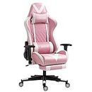 Darkecho Pink Gaming Chair with Footrest Massage Racing Office Computer Ergonomic Chair Leather Reclining Video Game Chair Adjustable Armrest High Back Gamer Chair with Headrest Lumbar Support Pink