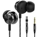 Betron BS10 Earphones Wired in Ear Earbud Headphones with 12mm Bass Driver Noise Isolating Ear Buds 3.5mm Jack Tangle-Free Cord, Black