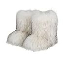 Snow Boots for Women,Furry Boots Winter Knee High Flat Heel Fluffy Faux Fur Boots,Anti Slip Outdoor Indoor Mid-Calf Boots (white, Adulte, Femme, 39.5, Numérique, Système Taille Chaussures EU, Moyen)