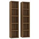 vidaXL 2-Piece CD Cabinets in Brown Oak, Contemporary Design, Practical and Decorative, Storage Solution, Made from Durable Engineered Wood