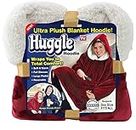 Ontel Huggle Hoodie | Hooded Robe, Spa, Bathrobe, Sweatshirt, Fleece, Pullover, Blanket, Mens, Womens | As Seen on TV (Burgundy)