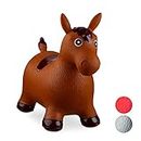 Relaxdays 10024991_93 Hopping Horse, Air Pump Included, Up to 50 kg, BPA-Free, Space Hopper, Brown, H x W x D: app. 48 x 26 x 58 cm