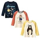Boys Girls Long Sleeved T-Shirt Toddlers 3 Pack Cotton Casual Crewneck T-Shirts Kids Fashion Graphic Tops 2-9Y, Pack of F/2-3T