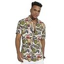 Campus Sutra Men's Multicolour Artistic Jungle Shirt for Casual Wear | Spread Collar | Short Sleeve | Button Closure | Rayon Shirts Crafted with Comfort Fit for Everyday Wear
