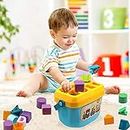 Dwellinger Baby Plastic First Block Shapes and Sorter, 16 Blocks, ABCD Blocks with Other Shapes, Toys for 6 Months to 2 Years Old for Boys and Girls ( Multicolor )