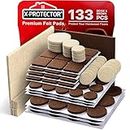 X-PROTECTOR Premium Two Colors Pack Furniture Pads 133 Piece! Felt Pads Furniture Feet Brown 106 + Beige 27 Various Sizes – Best Wood Floor Protectors. Protect Your Hardwood & Laminate Flooring