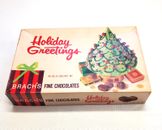 Vtg Brachs Chocolate Candy Box Empty 11.25" L Holiday Greetings Christmas Tree