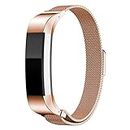 Wongeto Metal Strap Compatible with Fitbit Alta HR/Fitbit Alta, Breathable Stainless Steel Loop Mesh Magnetic Adjustable Wristband for Women Men (Rose Gold)